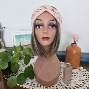 Bandeau effet croisé rose poudré